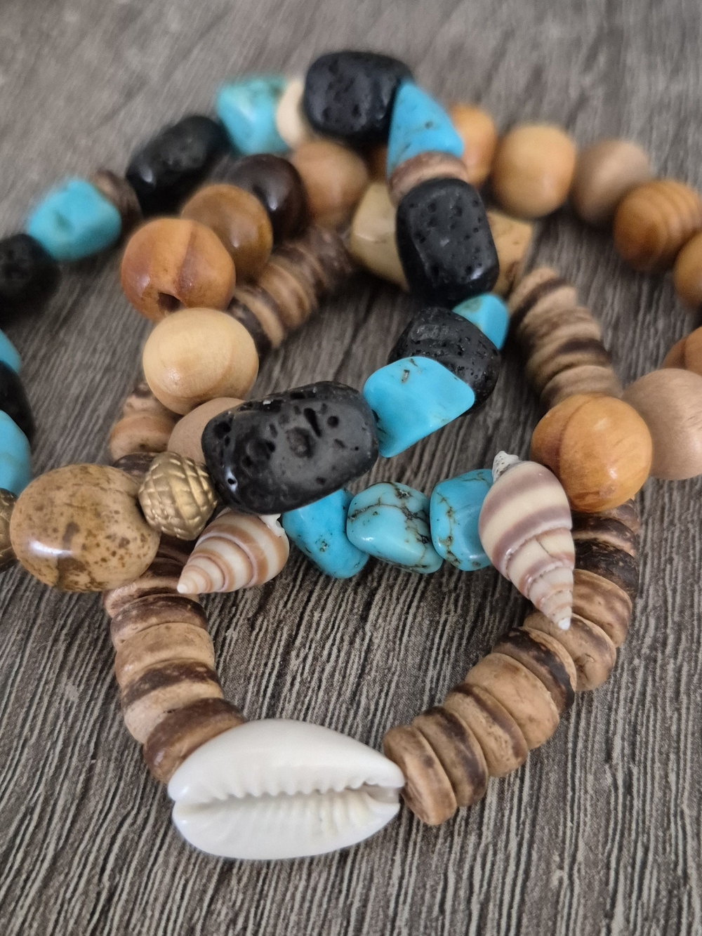 Mens Turquoise And Coconut Braclet Set!